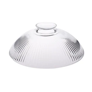 New Design Handmade Hanging Pendant Light Clear Conical Ribbed Glass Lamp Shade Mouth Blown Glass Lamp Shades for Indoor Light