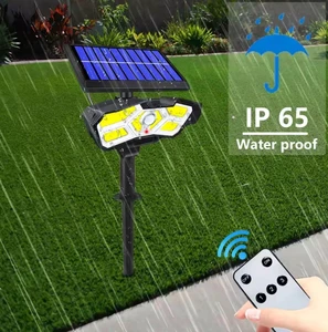 Ultra-Bright 128COB Wireless Solar Motion Sensor Light 2-in-1 Landscape Security Lamp IP64 Waterproof 2400mAh Garden Lighting