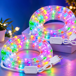 Flexible IP44 Waterproof 8mm LED Rope Lights Pure Copper Core Remote Control Plastic Clear PVC Tubing CE Certified Rainbow Multi