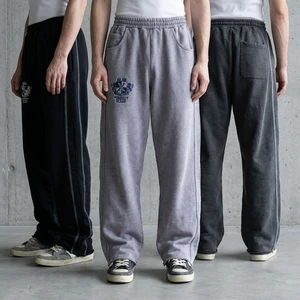 Distressed Acid Wash Embroidery Straight Leg Pants Men Baggy Loose Fit Trousers Retro Washed Streetwear Pants With Custom Logo
