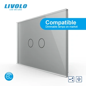 LIVOLO Smart Adapative Dimmer 2 Gang 1 Way US American Standard Panel 78mm*119mm With Function Key Grey Gold