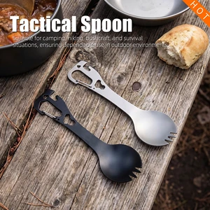 Baiyuheng Wholesale Camping Hiking EDC Tactical Multi Tool Stainless Steel Spoon Fork With Bottle Opener Outdoor Gear