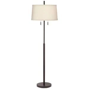Modern American Floor Lamp Double Pole Fabric Vertical Living Room Corner Lamp Reading Room Bedroom Office Standing Lighting