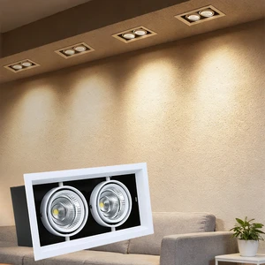 Double Head Adjustable Led Grille Light 10W 20W 30W AC 85-265V Recessed Downlight Exhibition Hall Office Lighting Spotlight