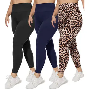 Custom Plus Size Women's Gym Fitness Leggings Push Elastic Waist Tight Fit High Quality Satin Stretch Lightweight Quick Dry