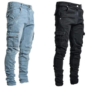 New Denim Men's Breathable Side Pocket Small Trouser Leg Straight-leg Autumn/Winter/Summer Jeans