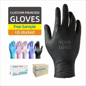 For ABC-DG01 Kitchen Work Safety Wholesale Manufacturer Black Nitrile Disposable Gloves Powder Free/Latex Free Thick
