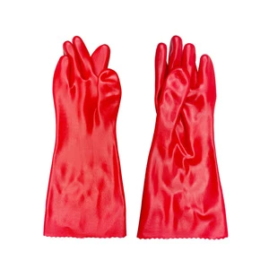 Wholesale Red PVC Anti-Impact Safety Gloves Chemical Resistant Anti-Heat Waterproof Anti-Cut Powder-Free Silicone-Free Straight