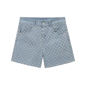 Customizable Embroidered Five-Pocket Women's Denim Shorts High Quality Breathable Cotton Casual Women's Summer Wear