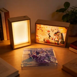 Acrylic Crystal Brick LED Light Frame, Backlit Night Lamp Display Box, Anime Collectible Desk Decor Gift