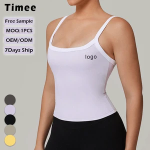 Yoga tank Top with Contrasting Color and Open Design Fitness Exercise Bra