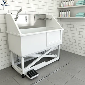 Upgrade Version Pet Grooming Bath Tub Powder Coated Stainless Steel Height Adjustable Drain Professional Multi-Function Foldable