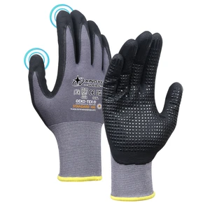 XINGYU 15G Nylon Spandex Construction Foam Nitrile Coated Gloves Construction Foam Nitrile Coated Gloves Dotted Safety Gloves