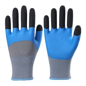 Latex Rubber Palm Coated Double Dipped Breathable Safety Gloves with Thorn Proof Polyester Liner