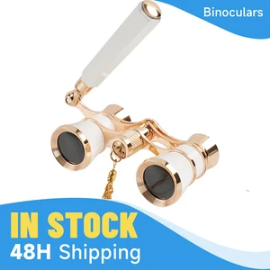Custom Logo 3X25 Black White Red Gold Opera Glasses With Chain Binoculars Gold Opera Glasses Fashion Telescope For Theater