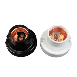 E27 Screw Round Conversion Flat LED Lamp Holder Desktop Lighting Head Base Socket in Black & White Plastic Material