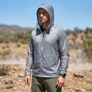 Men's Summer Bomber Nylon Jacket Outdoor Hooded, Sun Protection, Antibacterial, Water-Repellent, Lightweight