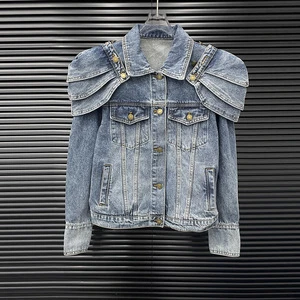 Bettergirl 2025 new Autumn detachable shoulder padded denim jacket