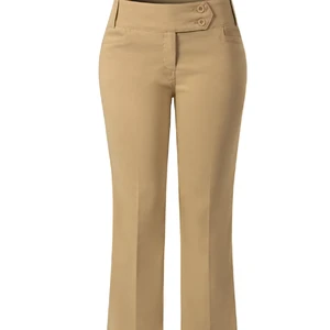 Hot Sale Custom Design Women Mid Waist Elegant Wide Leg Casual Trousers Pants 100% Cotton Breathable Lightweight High Quality