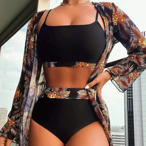 3 Pieces Set Sleeveless Sleeve Cover up Sexy Swimwear Beach Wear Luxury Swimsuits for Women 2024
