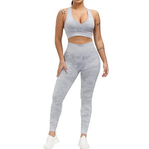 Gym Fitness Sets Women High Quality Sports Outfit Scrunch Leggings Bra Front Quick Dry Spandex/Nylon Skinny Fit Long Sleeve
