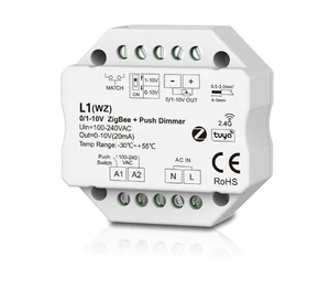 L1(WZ) 100-240VAC 0/1-10V ZigBee RF Push Dimmer Switch RF Controller for Single Color LED Strip