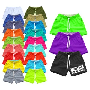 High Quality Quick Dry Solid Color Board Shorts Surfing Swim Trunks With Mesh Lining Swimwear Men Beach 3 Points Shorts