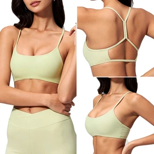 Lightweight Breathable Nylon Spandex Yoga Bra Y-Back Cutout With Removable Cups And Medium Support For Fitness Enthusiasts
