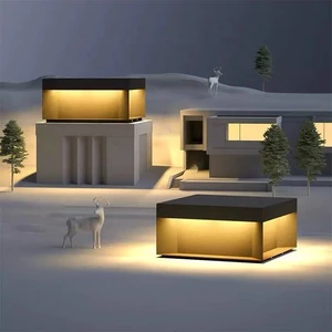 LED Creative Square Pillar Lights Waterproof IP65 For Home Villa Hotel Porch Courtyard Outdoor Solar Post Lamp