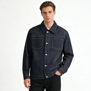 QianZhuang Wholesale High-End Men's Denim Jacket 100% Cotton Breathable Printed Heat-Transfer Printed Vintage Style