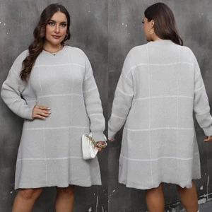 Oversized Wool Knit Sweater Dress for Women in Plus Size