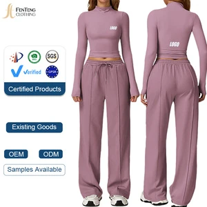 Under Lulu Custom Womens Sporty Yoga Set Activewear High-Waisted Wide-Leg Pants Slimming Long-Sleeve Running Fitness Comforts