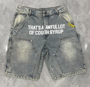 American Streetwear Shorts Men's Clothes Denim Jeans High Quality Wholesale Custom That's a Awful Lot of Cough Syrup Pants