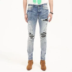 Men's Plus Size Straight Fit Denim Jeans Heavyweight Polyester/Cotton Blend Custom Logo