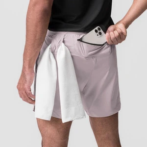 Wholesale Custom Logo Double Layers Sublimation Outdoor Spandex Mesh Fitness Mens Sport Gym Shorts