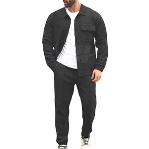 Modern Winter Casual Eco-Friendly Breathable Solid Cargo Suit Fashion Comfortable Fit Street Wear Set Lightweight 100% Cotton
