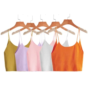 Custom Design Women's Fashion Sweater Vest Vintage Camisole Sleeveless Knit Vest Casual tank Top Women Sweater Knitted Vest