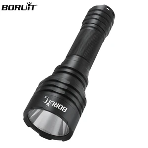 BORUiT C8 High Power 1050 Lumen LED Torch Super Bright 1km Long Range White Tactical Flashlight with Rechargeable Battery