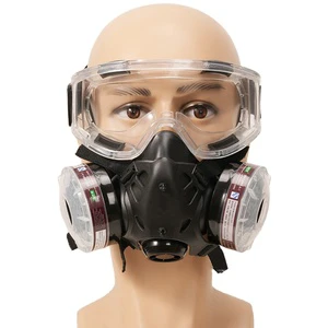 DY Double Filter Half Face Respirator Mask Organic Vapor and Dust Safety Protective Reusable Gas Mask Model 9578 Rubber Washable