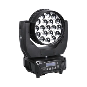 Professional Guangdong 19*15W RGBW 4in1 LED Moving Head Stage Light Beam UV/White Color Zoom DMX512 Controlled Theme Park E27