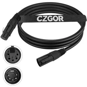Factory Direct Sale 5-Pin DMX512 Signal Cable 5*0.3mm*1.2m Black Wire Metal Connector Pair for Stage Lighting Equipment