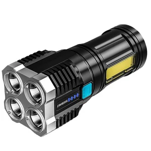 High Power 4 LED Flashlight USB Rechargeable Outdoor Mini Portable Flashlight Highlight Tactical Lighting COB LED Flashlights