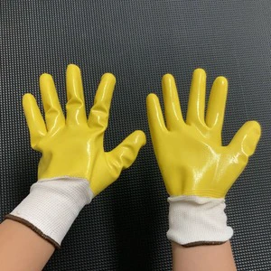 Yiquan Industrial Use Heavy-Duty Waterproof Smooth PVC Red and Yellow Full-Coated Chemical-Resistant Safety Gloves