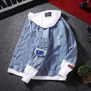 Autumn Fashion Trending Hooded Denim Men's Top Extension Multi-color Spring Couple Casual Jacket