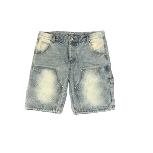DENIMGUYS Custom Mens Streetwear Vintage Y2k Casual Embossed Logo Baggy Denim Shorts