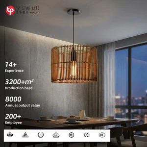 Custom Natural Bamboo Woven Retro Atmosphere Hanging Pendant Chandelier Lamp Light Creative Homestay Tea Room Restaurant Bedroom