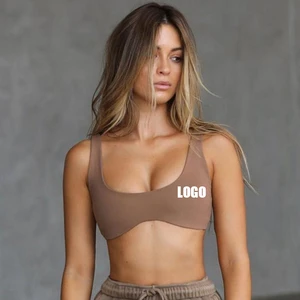Breathable Quick Dry Shock-Proof Yoga Sport Bra Open Back with Padded Curved Hem Soft Backless Sports Bra