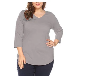 Plus Size Ladies Oversize Loose Fit T-Shirts O-Neck Blank Breathable 100% Cotton 2026 Summer Casual Wear Tee Shirts OEM