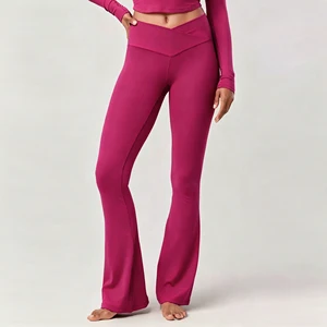 Y2K Bamboo Viscose Women's Flare Yoga Pants V-Shaped Flared Leggings Skin Friendly Stretch Sports Pants