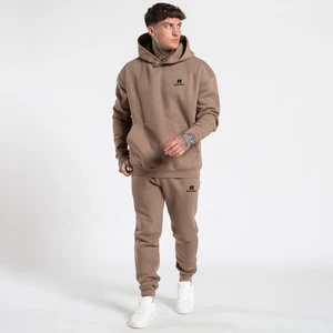 Men's Casual Sports Two-Piece Cotton-Polyester Fleece Suit Set Breathable Quick Dry Loose Fit Drawstring Closure Custom Logo
